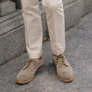 AUDREY SANTONI Gray Taupe Suede Wingtip Oxford Shoes